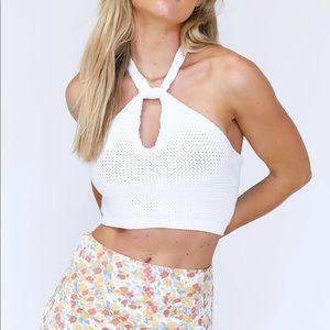 NWT Princess Polly Esmeralda White Knit Crop Top, Size XS/S